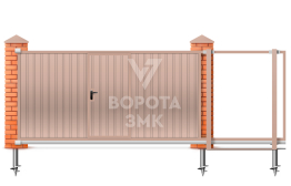 Ворота откатные 10 метров 10000×3000 с калиткой ЗМК-8193